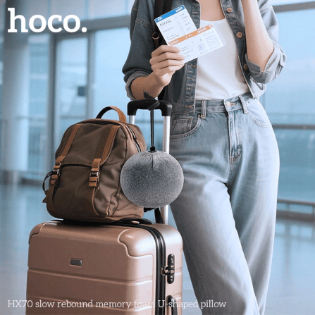หมอนรองคอ HOCO HX70 เมมโมรี่โฟม ทรงตัว U รองรับต้นคอ 360° พับเก็บได้ พร้อมถุงสำหรับพกพา_8